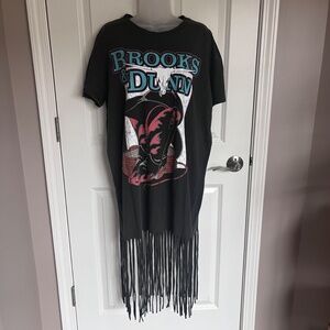 Brooks & Dunn fringe-bottomed concert dress, oversized t-shirt style NWOT, M